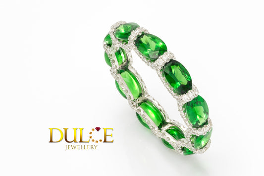 18K White Gold Tsavorite Diamond Eternity Ring / Pendant