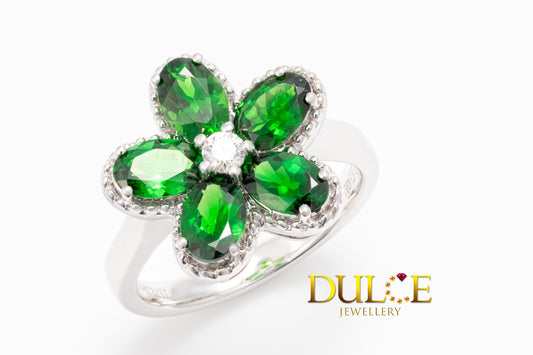 18K Gold Tsavorite Diamond Ring (GRTSV4861)