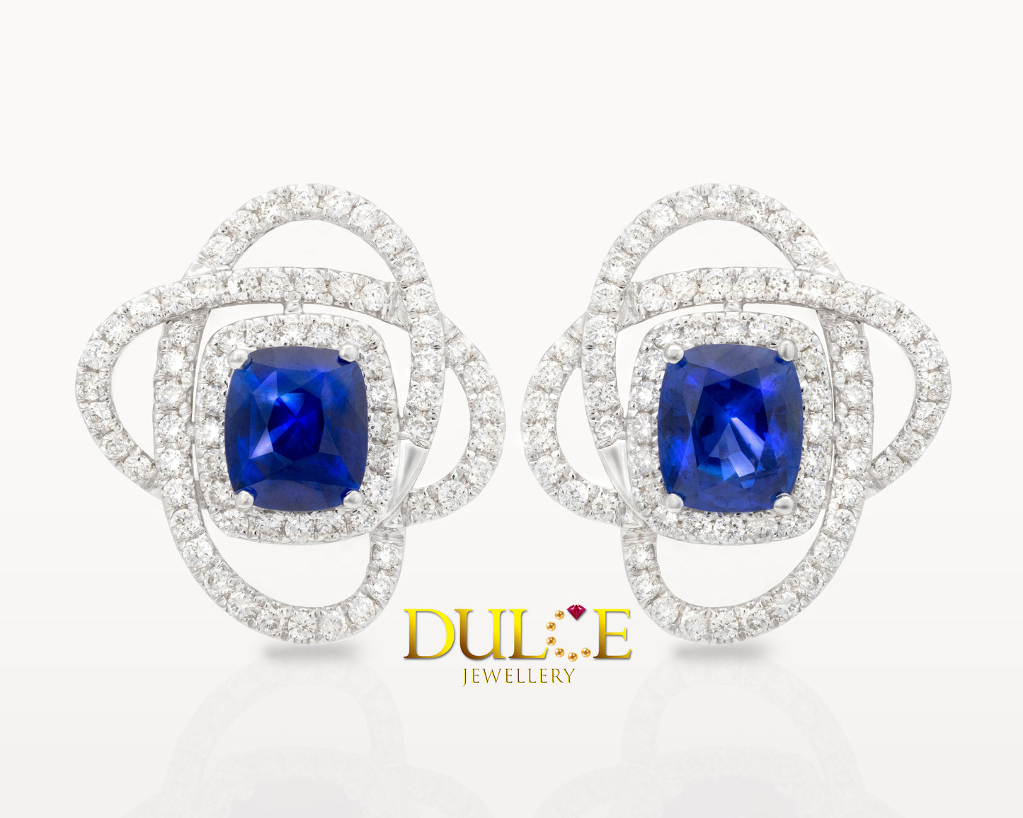 18K Gold Blue Sapphire & Diamond Earrings