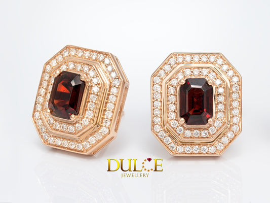 18K Gold Red Spinel Diamond Earrings (GERSPINEL2766)