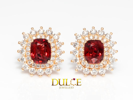 18K Gold Red Spinel Diamond Earrings (GERSPINEL2996)