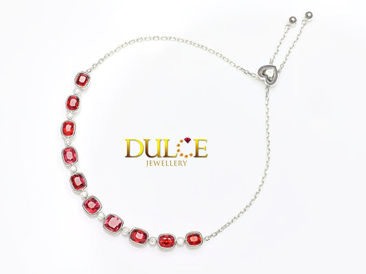 18K Gold Red Spinel Diamond Bracelet (3292)