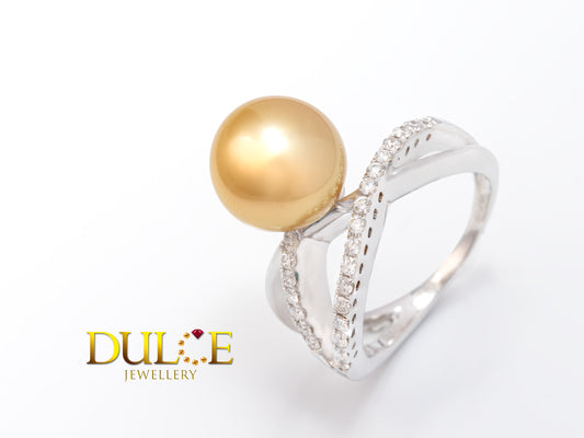 18K Gold Southsea Pearl Diamond Ring(GRGSSP107)