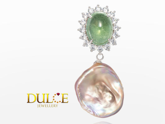 Tourmaline & Zircon Keshi Pearls Pendent