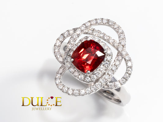 18K Gold Red Spinel Diamond Ring (GPRSPINEL3831)