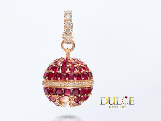 18K Gold Natural Ruby Diamond Pendant (3819)