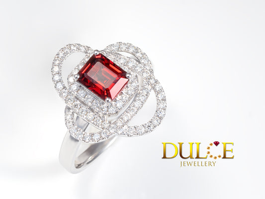 18K Gold Red Spinel Diamond Ring (GPRSPINEL2998)