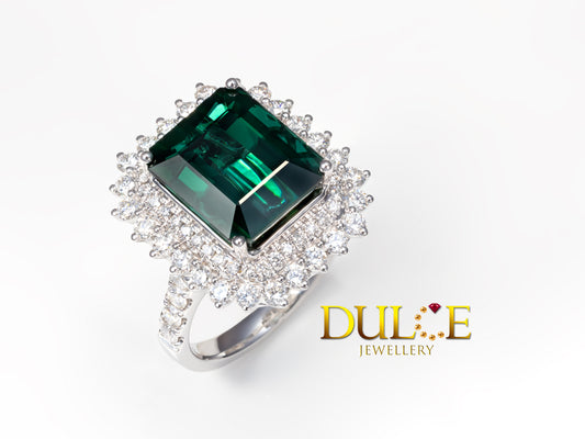 18K Gold Tourmaline Diamond Ring (GRPGTM3197)